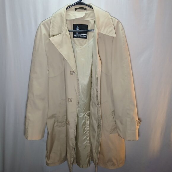 Misty Harbor Womens Trench Coat Medium Beige Button-Down Water-Resistant Classic - Picture 9 of 16